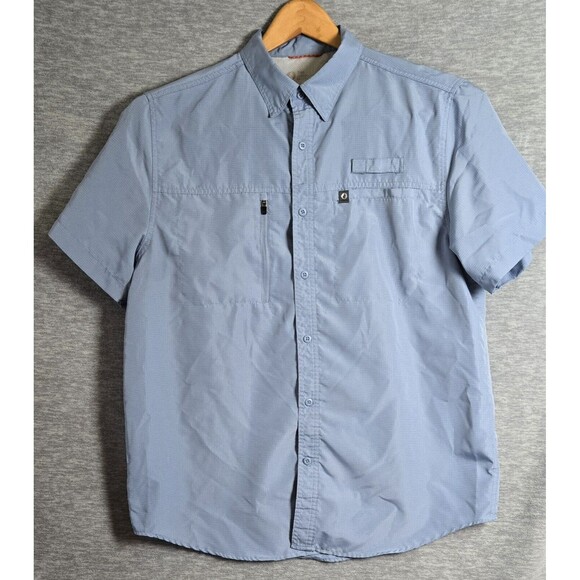 The American Outdoorsman Size Large Fishing Shirt Short Sleeve Blue - Picture 1 of 4